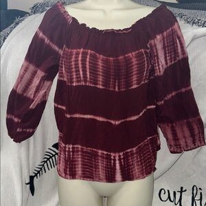 Lovestitch burgundy small Tie-Dye smock crop New